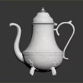Silver Hammered Teapot With Lid Handle Spout And Three Legged Base