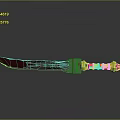 Detailed Fantasy Sword With Red Blade Silver Hilt Red Handle And Yellow Pommel