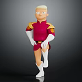 3D Character Model In Red Outfit With Gold Shoulder Accents White Gloves And White Boots