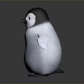 Cute Fluffy Baby Penguin In Black And White Standing On Gray Background