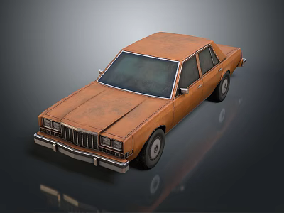 Vintage Orange Classic Sedan With Leather Finish And Front Grille Design 3d model