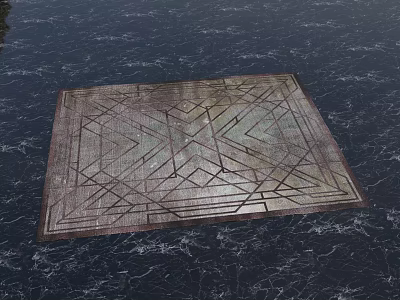 Modern Square Rug With Intricate Geometric Pattern And Abstract Line Design 3d model