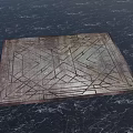 Modern Square Rug With Intricate Geometric Pattern And Abstract Line Design