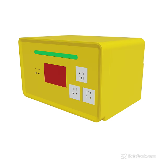 Yellow Electronic Device With Red Display Green Indicator And White Buttons 3d model 