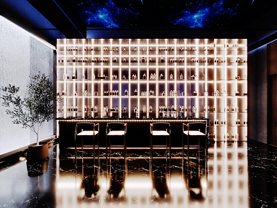 Modern Pub Bar Pub Bar Chair Wine Cabinet Music Bar 3d model