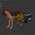 Polygonal German Shepherd Model With Police Device And Blue Lights Feature 3d model