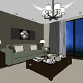 Hotel Guest Room Interior Featuring Chinese Style Lattice Wall Large Bed And Night View