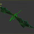 Mythical Dragon Character 3D Model With Large Teal And Orange Wings In Flight Pose