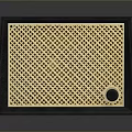 Classic Vintage Radio Design With Black Wooden Frame Gold Mesh Panel And Control Knob