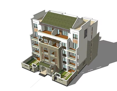 New Chinese-style Multi-storey Residence 3d model