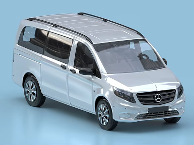 Silver Mercedes Van With Roof Rack Black Windows And Modern Exterior Design 3d model