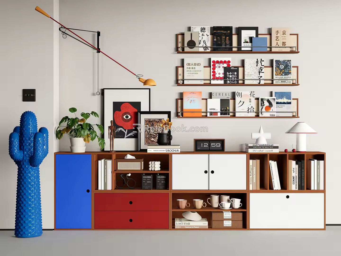Modern Bookcase Dopamine Bookcase Low Bookcase Memphis Bauhaus Locker 3d model