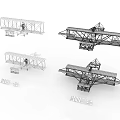 Vintage Biplane Models In Various Colors With Classic Retro Design Features 3d model