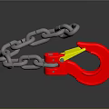 Durable Industrial Hardware Tools with Red Hook and Silver Chain for Lifting Applications
