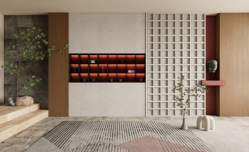 New Chinese-style decorative bookcase background wall 3d model