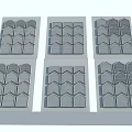 Six Architectural Building Panels With Geometric Grid Texture Arranged In Rows