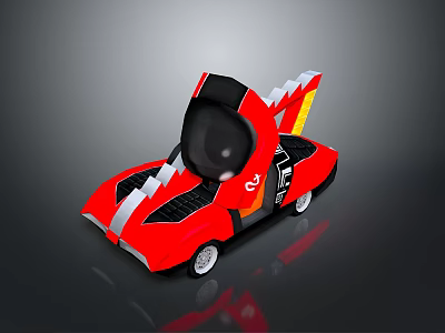 Red Sports Car With Streamlined Design Black White Accents And Rear Wing 3d model