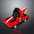 Red Sports Car With Streamlined Design Black White Accents And Rear Wing