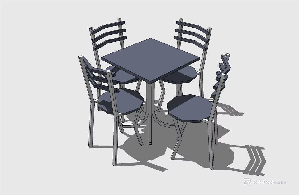 Modern Outdoor Landscape Seating Set With Square Table And Four Chairs 3d model 