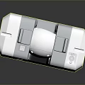 White Compact Household Appliance With Dual Structure And Circular Component On Stable Base