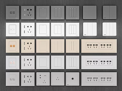 Modern Home Switch Panels With Various Designs And Socket Switch Combinations 3d model