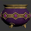 Purple Decorative Jar With Golden Accents Green Liquid And Purple Gemstones