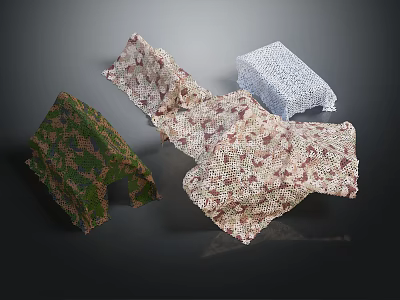 Stylish Furniture Pieces With Various Patterned Textured Fabric Covers In Green Beige And White 3d model