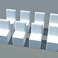 Minimalist White Cube Chairs Arranged In Simple Geometric Formation 3d model