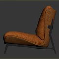Modern Orange Single Sofa With Curved Backrest Plush Fabric And Metal Legs Design