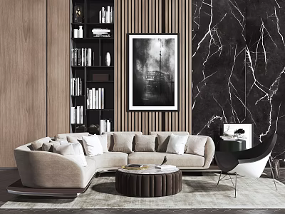 Modern Sofa Coffee Table Combination Italian Sofa Coffee Table Single Chair Combination 3d model