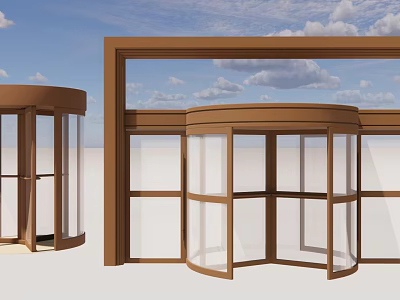 Modern Revolving Door Design With Glass Panels And Metal Frame For Building Entrance 3d model