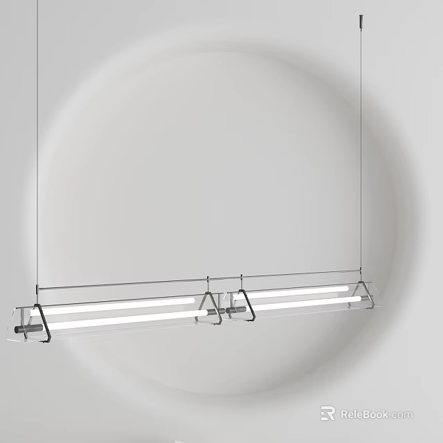 Modern Linear Pendant Light With Sleek Metal Frame And White LED Tubes 3d model 