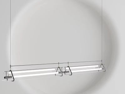Modern Linear Pendant Light With Sleek Metal Frame And White LED Tubes 3d model