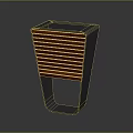 Modern Minimalist Planter With Wooden Slats And Metal Frame Ring Base Design