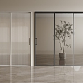 Very narrow glass sliding door Changhong glass sliding door triple linkage sliding door 3d model