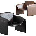Modern Single Sofa With Black Brown Leather And Unique Contemporary Design 3d model