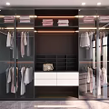 Modern Wardrobe with Glass Doors Hanging Folded Clothes Drawer Cabinet Built in Lighting Storage Design