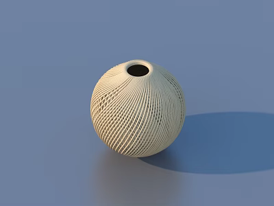 Decorative White Spherical Textured Vase For Home Decor On Blue Background 3d model