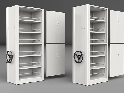 White Storage Cabinets With Wheels And Multiple Shelves For Organization 3d model