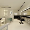 Contemporary Hair Beauty Salon Open White Interior With Mirrors Styling Chairs Staircase And Decorative Paintings