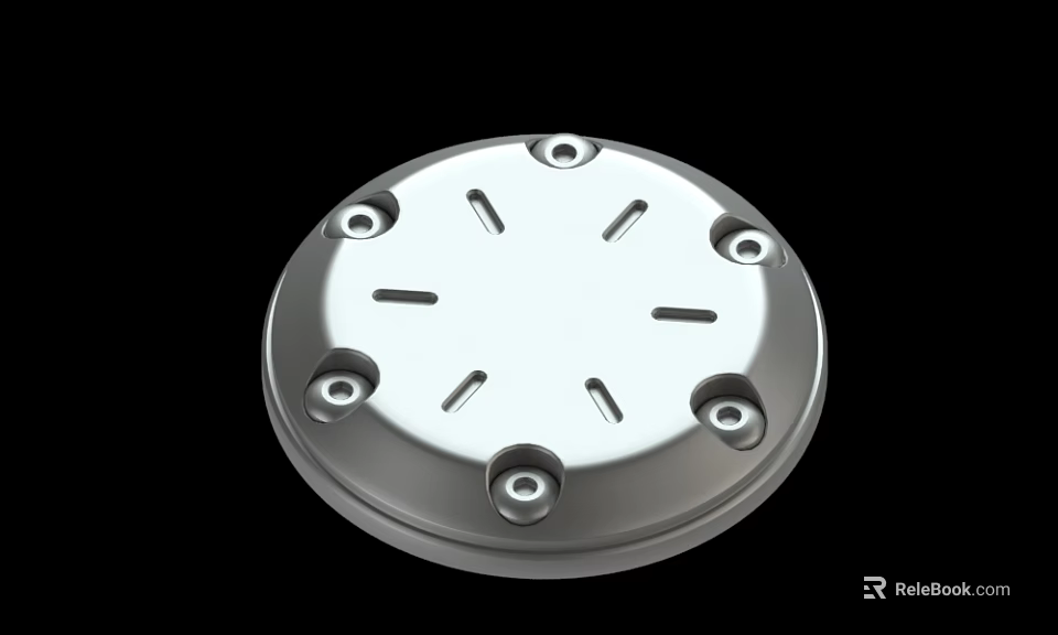 Circular Metal Cover With Central Slots And Peripheral Screw Holes 3d model 