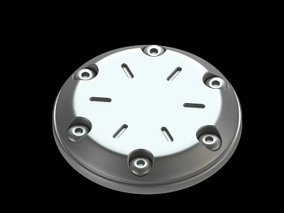 Circular Metal Cover With Central Slots And Peripheral Screw Holes 3d model