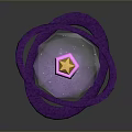 Woman Holding Elegant Crystal Bottle With Purple Ring Golden Cap And Geometric Cut