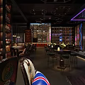 Modern Bar Interior With Vintage Wine Racks Wooden Counter And Ambient Lighting