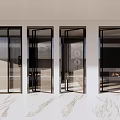 Modern Door Components With Glass Panels Black Metal Frames And Sleek Handles