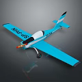 Blue And White Model Airplane With SP001 COCOA Markings Orange Propeller And Landing Gear