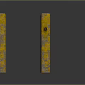 Scenic View of Yellow Posts Connected by Chains on Gray Background with Reflective Floor