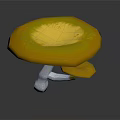 Vibrant Yellow Mushroom with Concave Cap White Spots and White Stem