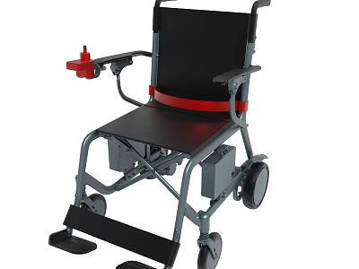 Lightweight Wheelchair With Black Seat Red Safety Belt Gray Frame And Wheels 3d model