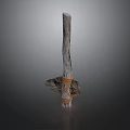 Handcrafted Wooden Decorative Pole With Rope Wrapped Base And Natural Texture